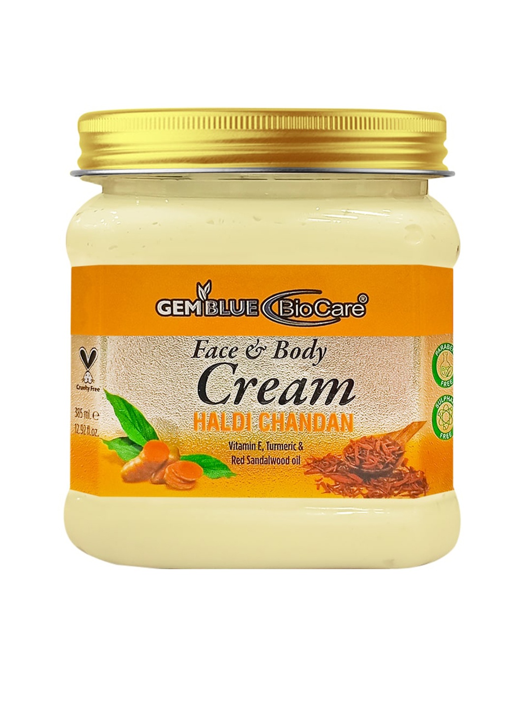 

GEMBLUE BioCare Haldi Chandan Face & Body Cream with Vitamin E - 385 ml, Yellow