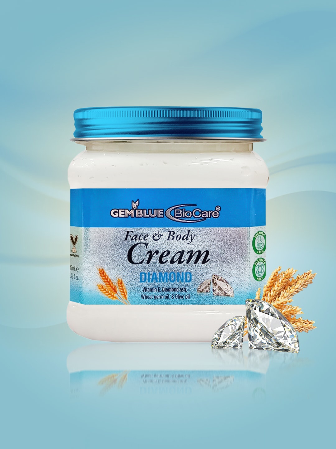 

GEMBLUE BioCare Diamond Face & Body Cream with Vitamin E & Olive Oil - 385ml, White