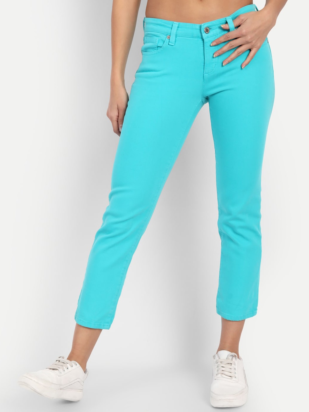 

BROADSTAR Women Turquoise Blue Skinny Fit Stretchable Jeans