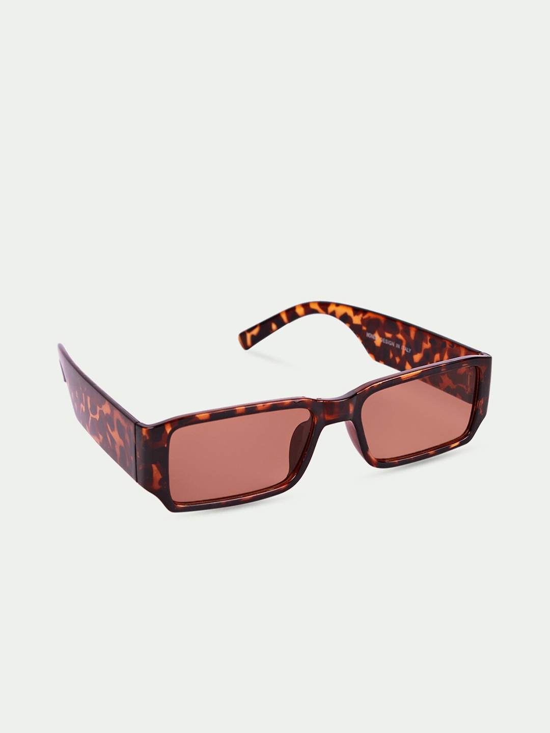 

FUZOKU Unisex Brown Lens & Brown Rectangle Sunglasses with UV Protected Lens