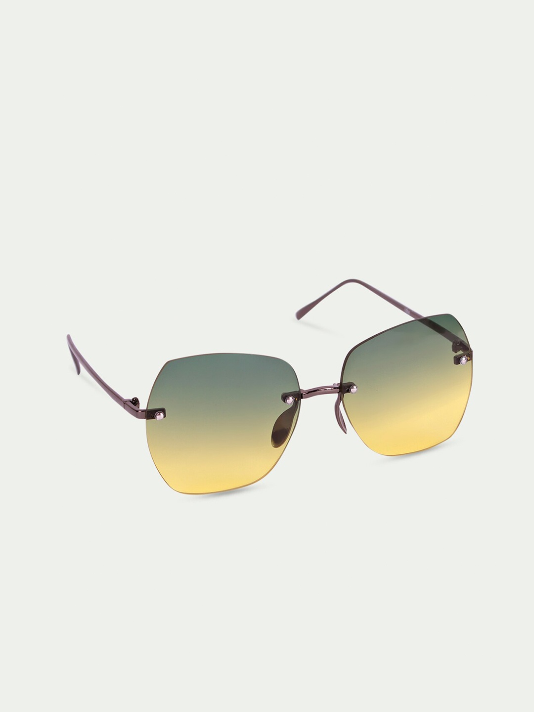 

FUZOKU Women Yellow Lens & Gunmetal-Toned Oversized Sunglasses with UV Protected Lens
