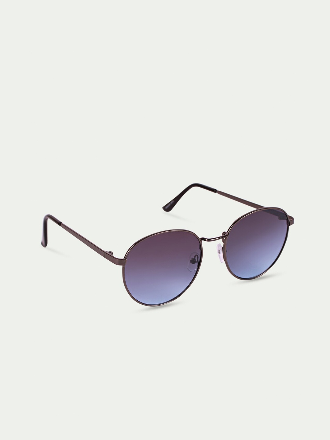 

FUZOKU Unisex Blue Lens & Gunmetal-Toned Round Sunglasses with UV Protected Lens
