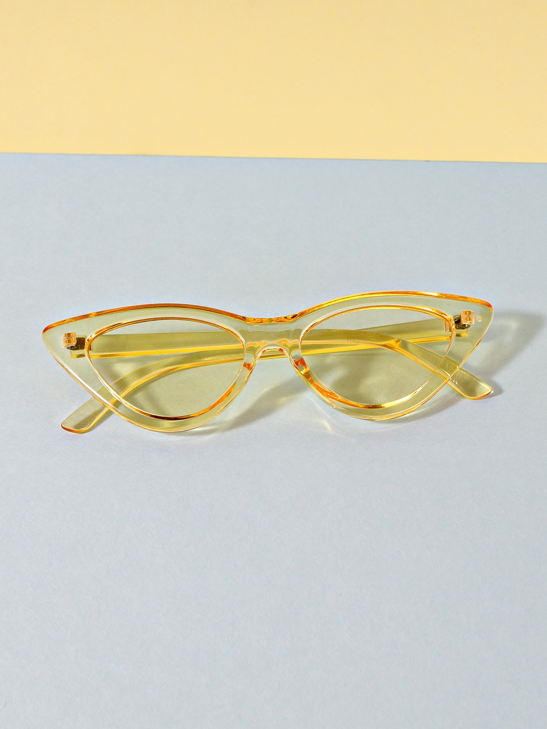 

FUZOKU Women Yellow Lens & Yellow Cateye Sunglasses with UV Protected Lens