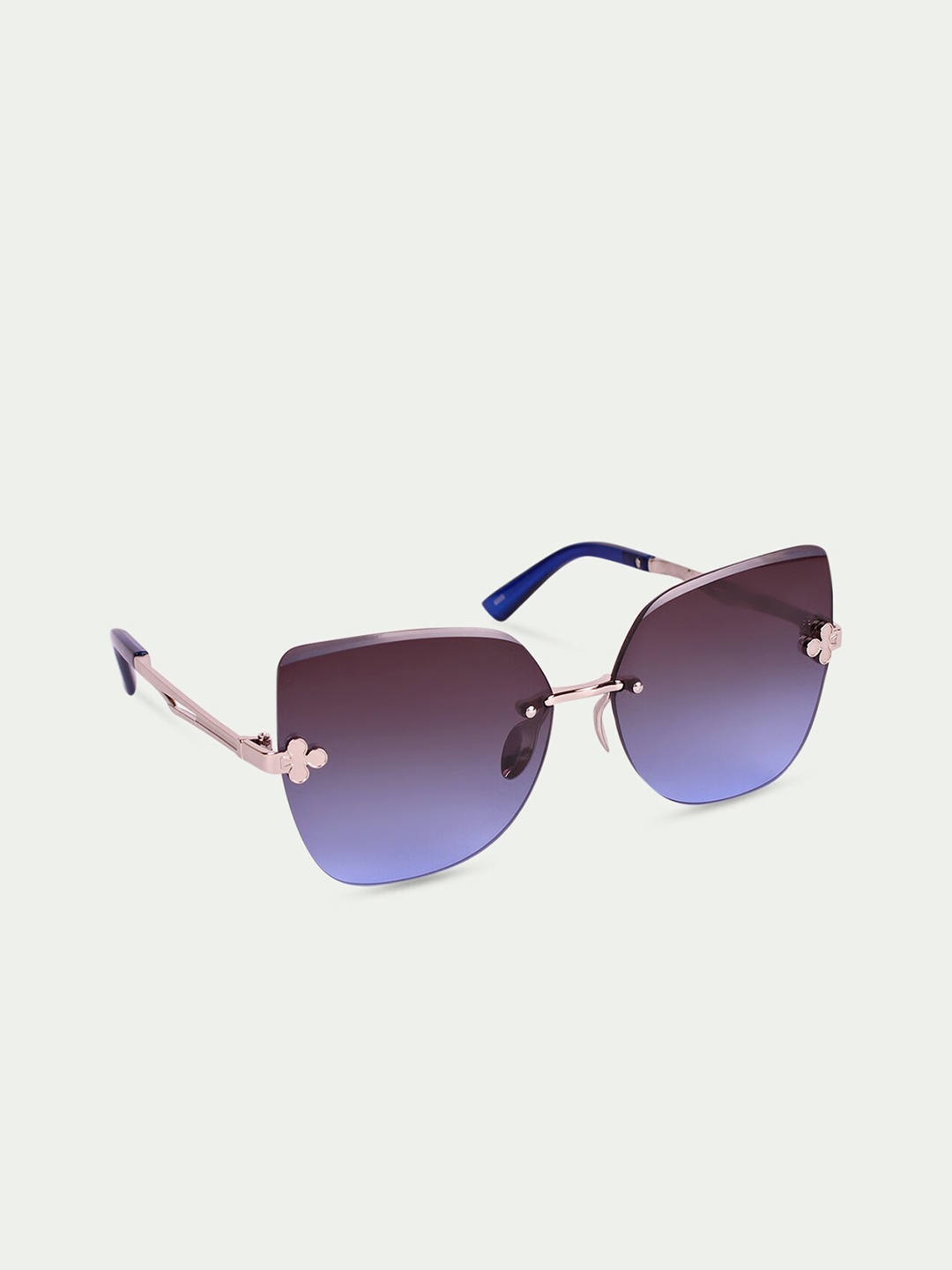 

FUZOKU Women Blue Lens & Gold-Toned Oversized Sunglasses with UV Protected Lens