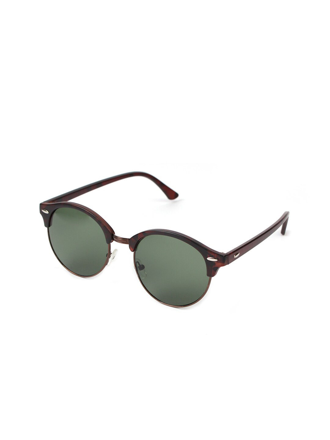 

FUZOKU Unisex Green Lens & Brown Round Sunglasses with UV Protected Lens
