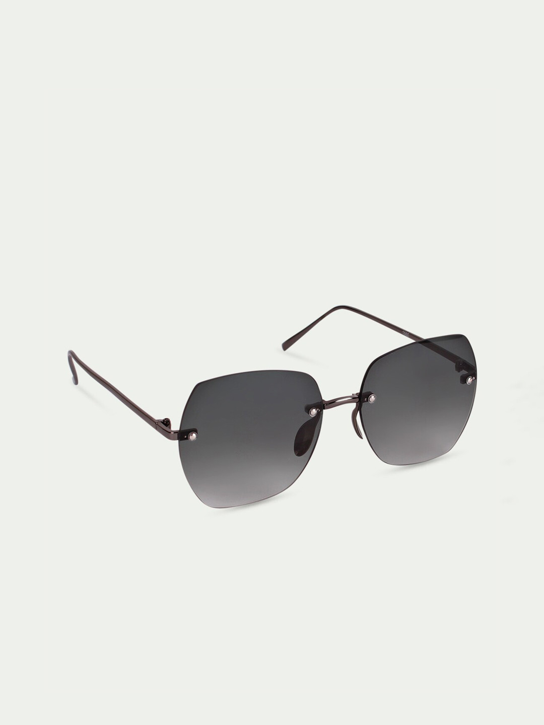 

FUZOKU Women Black Lens & Gunmetal-Toned Oversized Sunglasses with UV Protected Lens