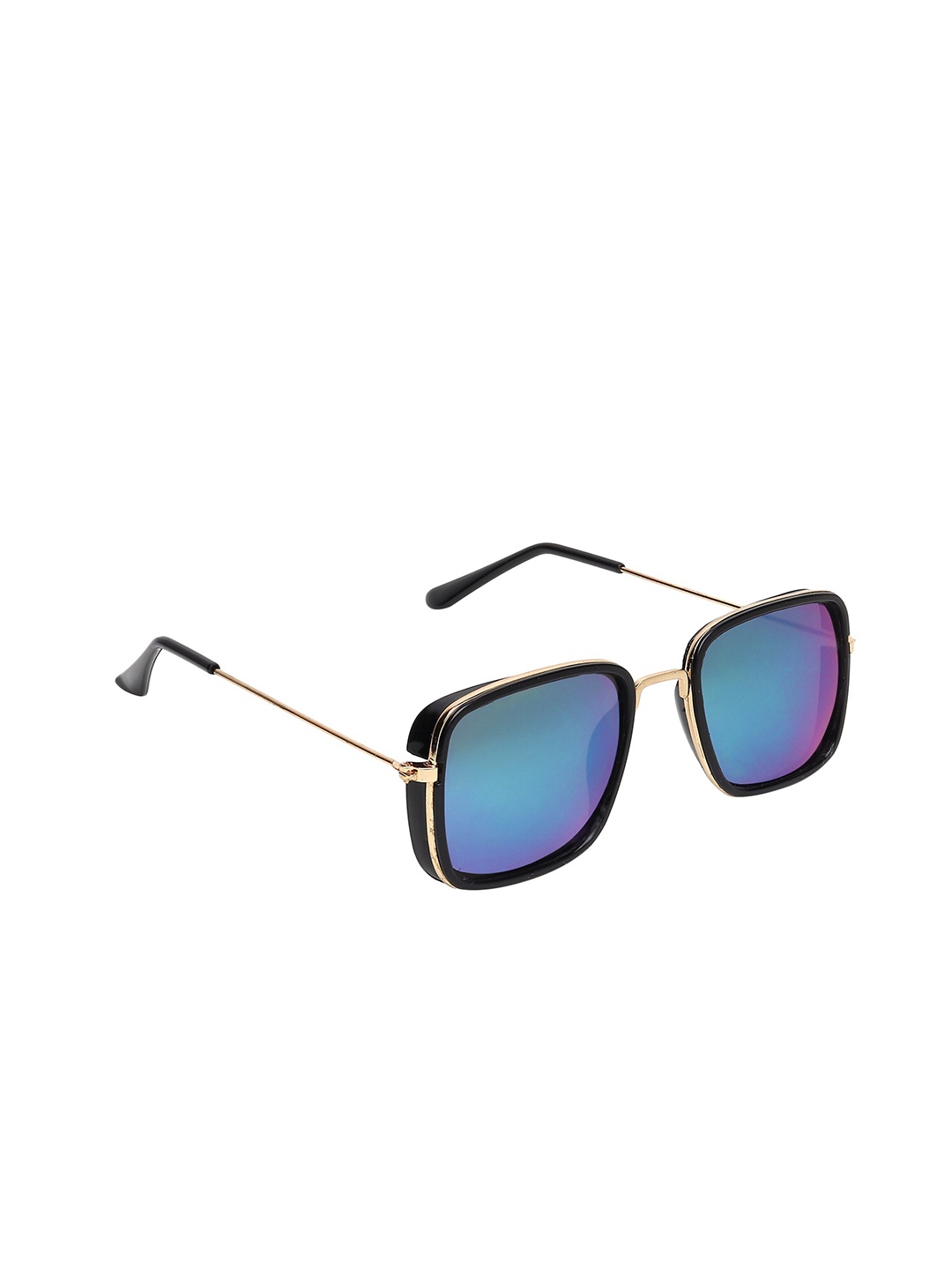 

ALIGATORR Unisex Blue Lens & Gold-Toned Square Sunglasses with UV Protected Lens