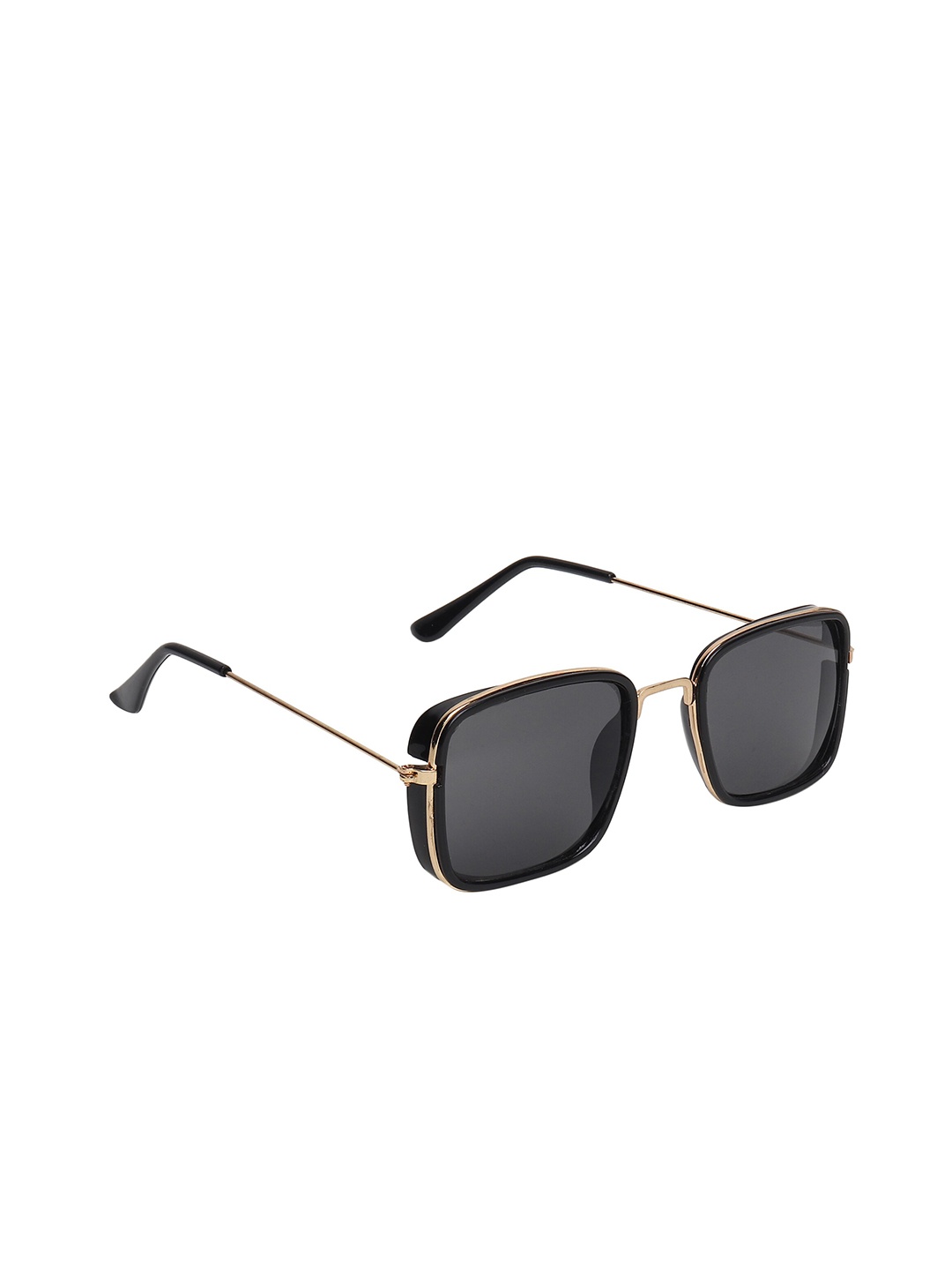 

ALIGATORR Unisex Black Lens & Gold-Toned Square Sunglasses with UV Protected Lens