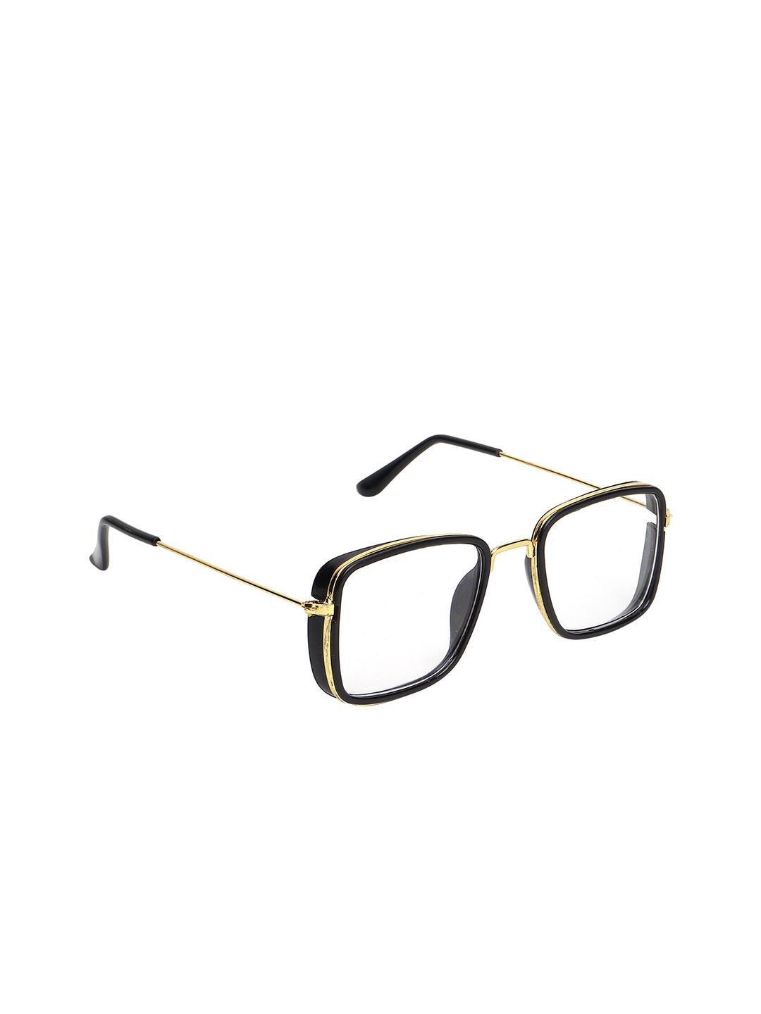 

ALIGATORR Unisex Clear Lens & Gold-Toned Square Sunglasses with UV Protected Lens, Transparent