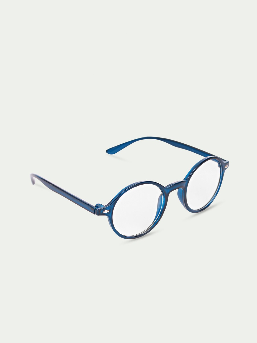 

FUZOKU Unisex Transparent & Blue Full Rim Round Frames