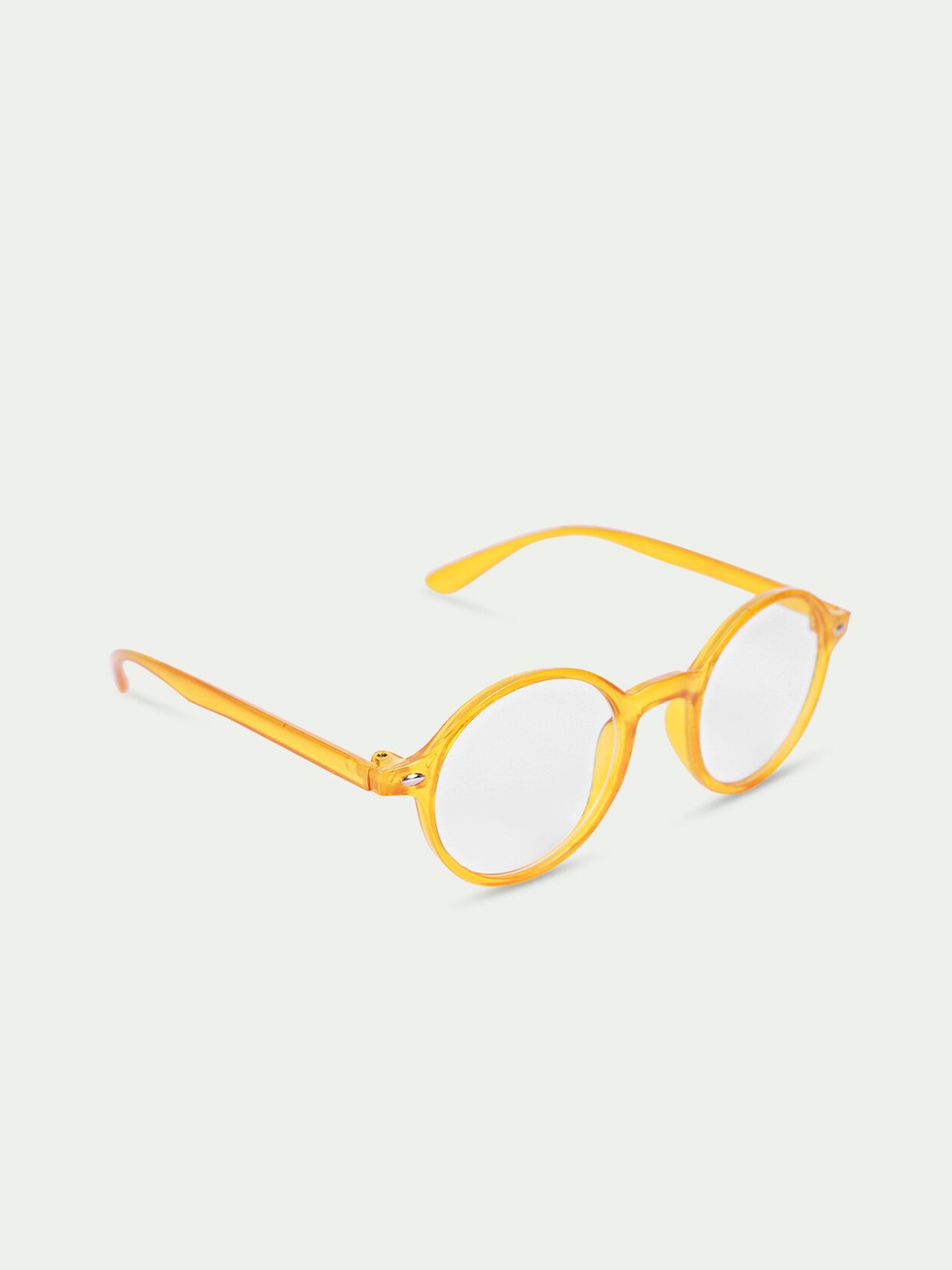 

FUZOKU Unisex Transparent & Yellow Full Rim Round Frames