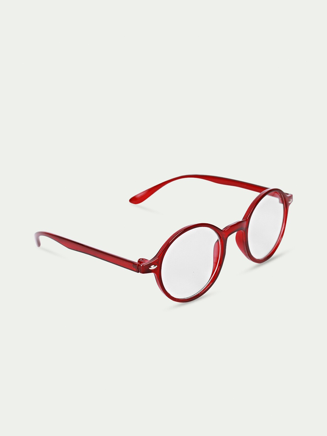 

FUZOKU Unisex Transparent & Red Full Rim Round Frames