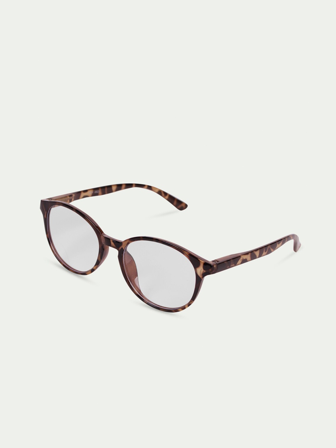 

FUZOKU Unisex Transparent & Brown Full Rim Round Frames