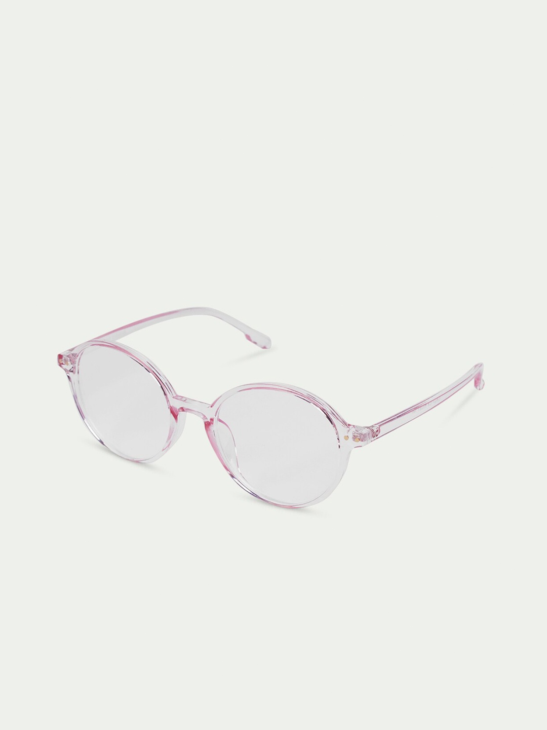 

FUZOKU Unisex Transparent & Pink Full Rim Round Frames