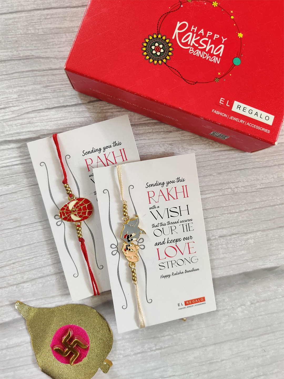 

EL REGALO Kids Red 2 Rakhi Greeting Card Set