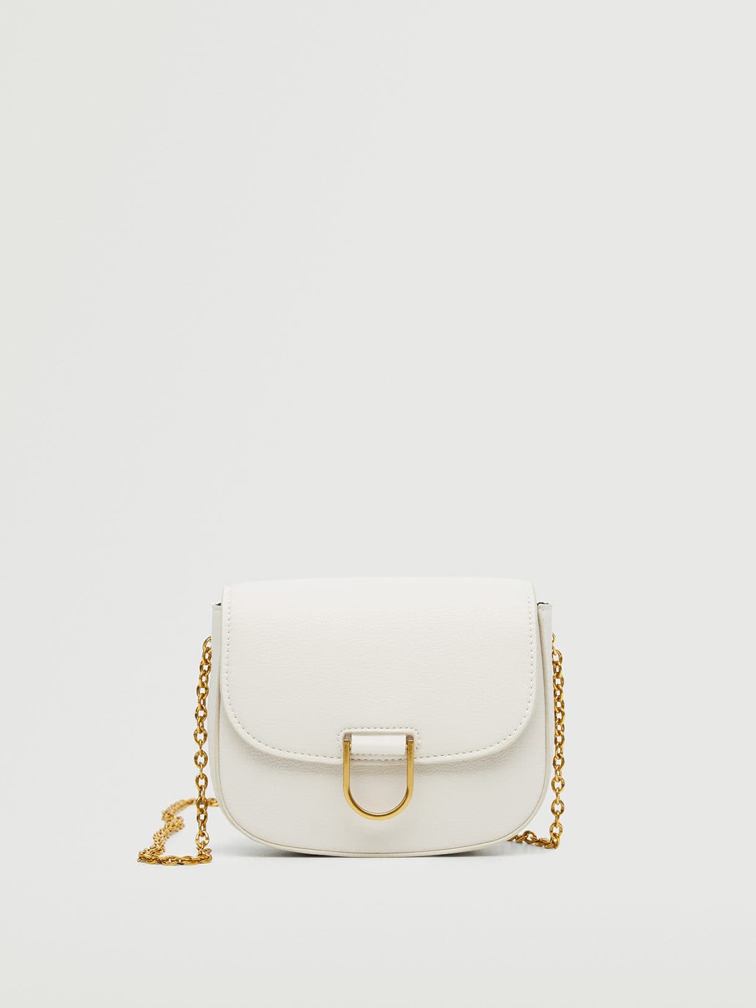 

MANGO Women Cream-Coloured Solid Structured Sling Bag