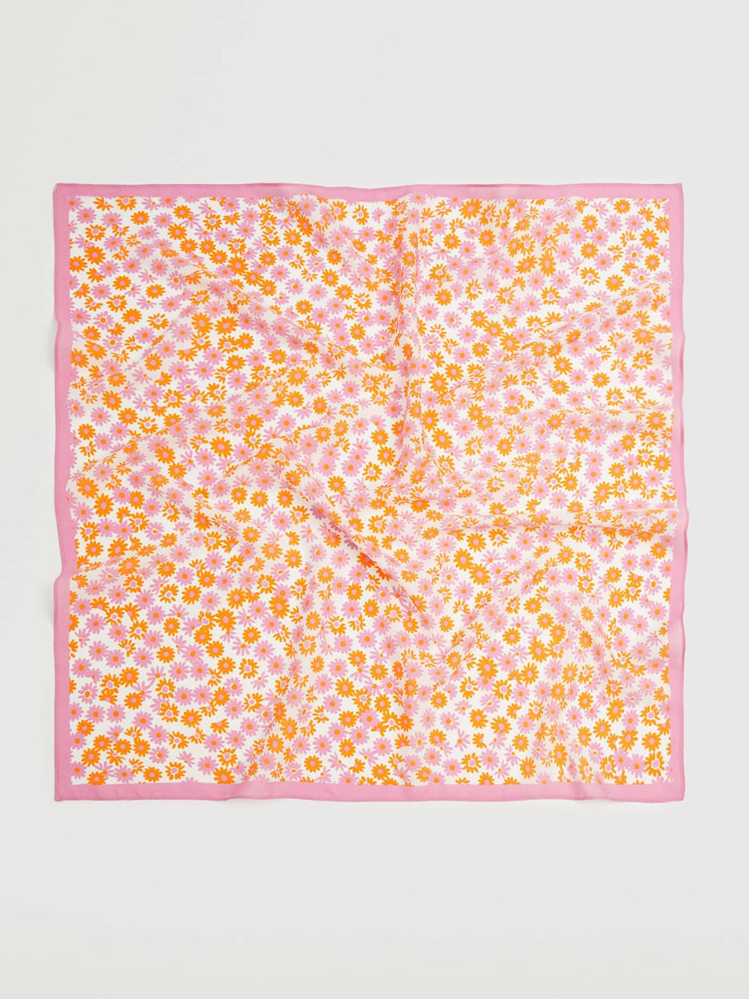 

MANGO Women White & Pink Floral Printed Scarf