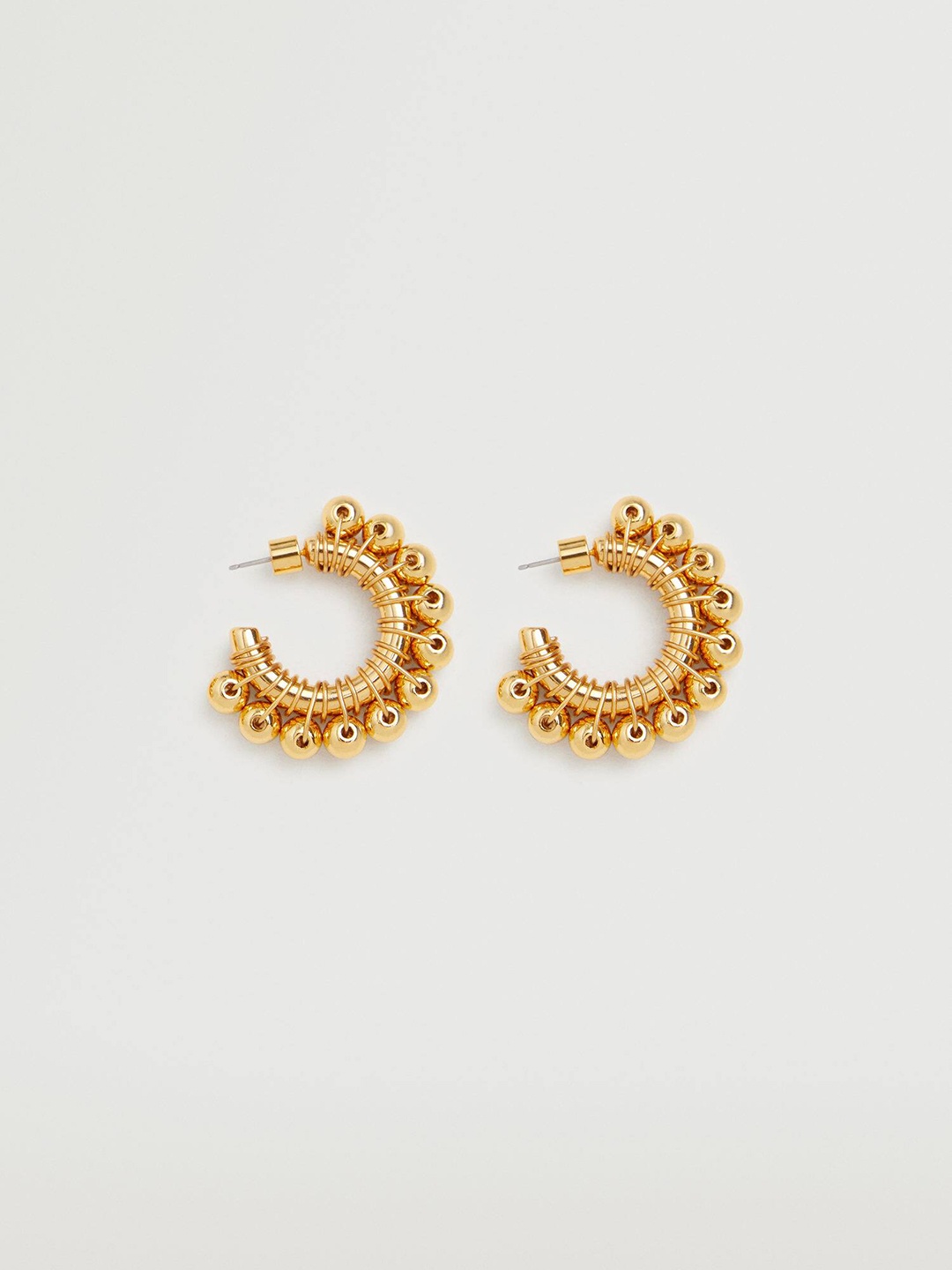 

MANGO Women Beaded Crescent Shaped Half Hoop Earrings, Gold