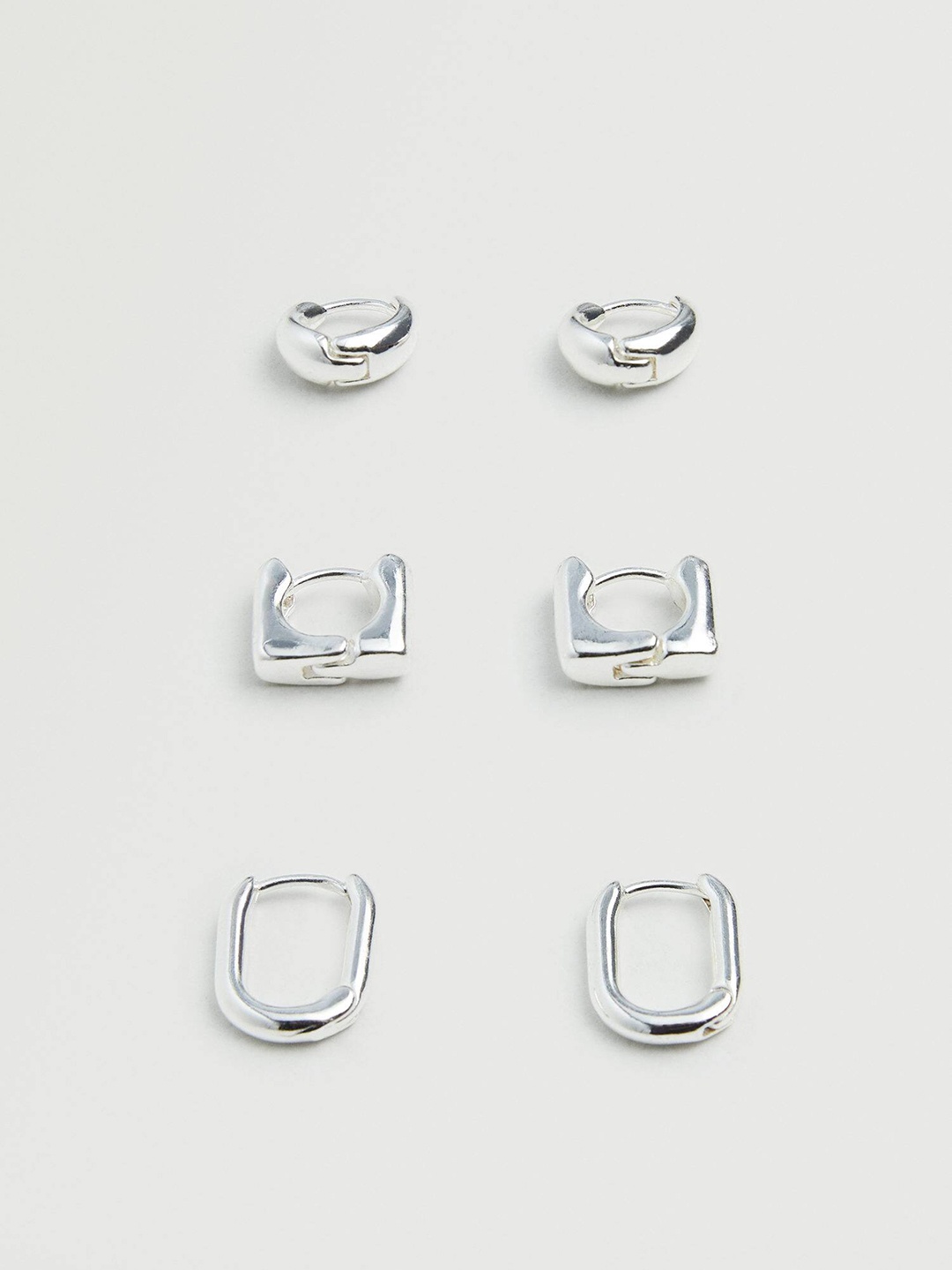 

MANGO Set of 3 Quirky Hoop Earrings, Silver