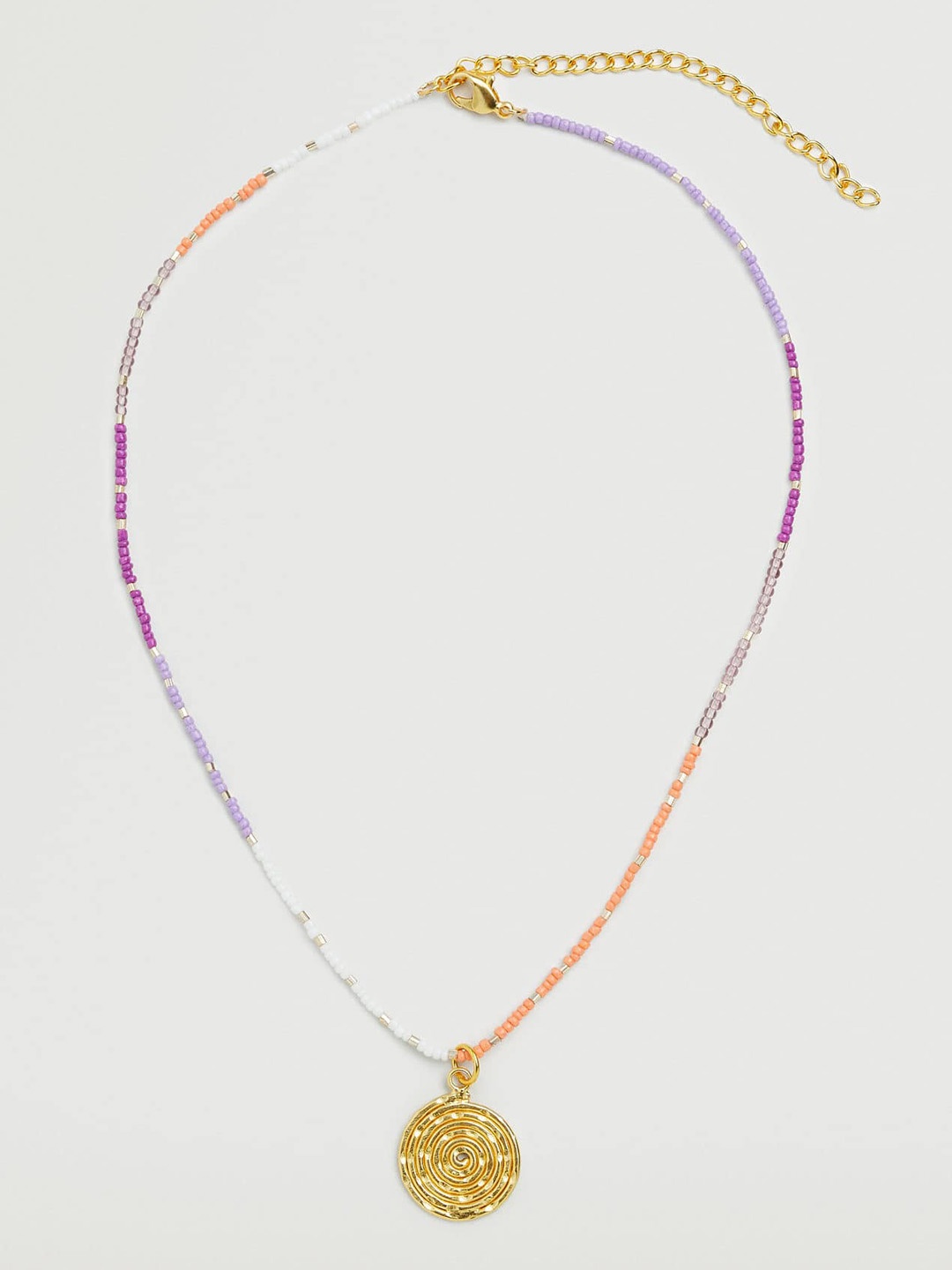 

MANGO Multicoloured Beaded Necklace with Gold-Toned Pendant, Multi