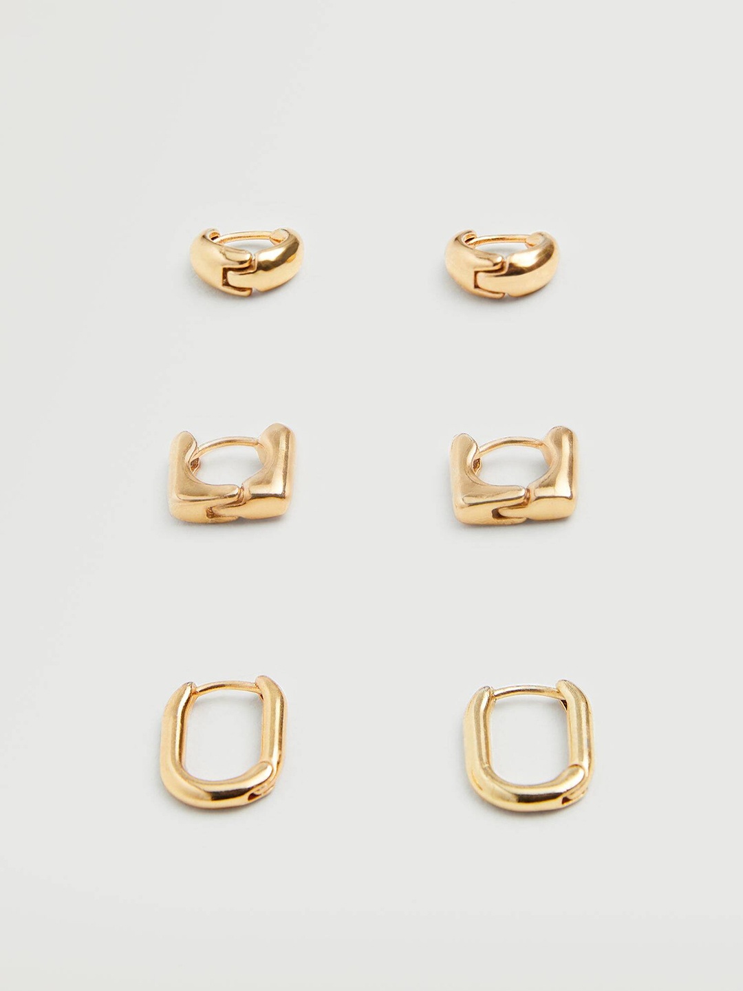 

MANGO Women Set of 3 Huggy Hoop Earrings, Gold