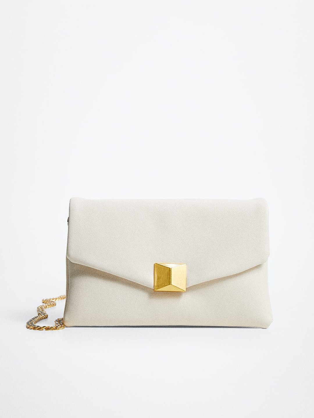 

MANGO Women Cream-Coloured Solid Structured Sling Bag