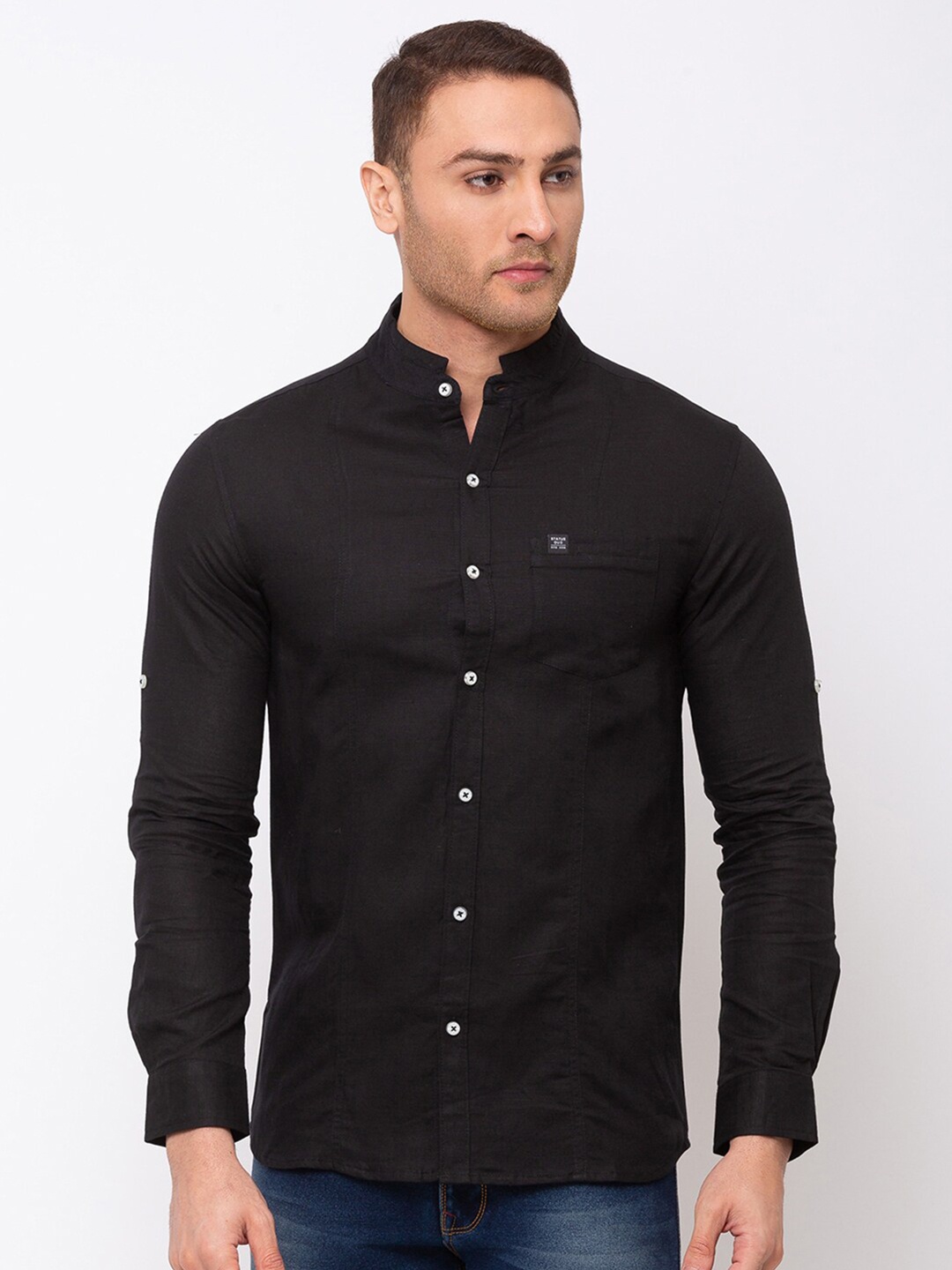

Status Quo Men Black Slim Fit Casual Shirt