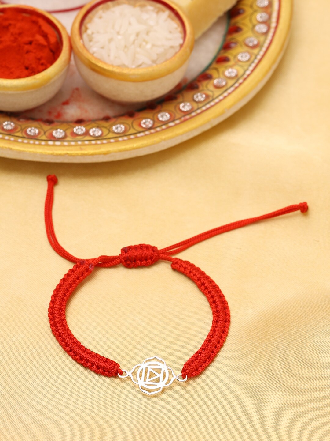 

VIRAASI 925 Sterling Silver Red Rakhi