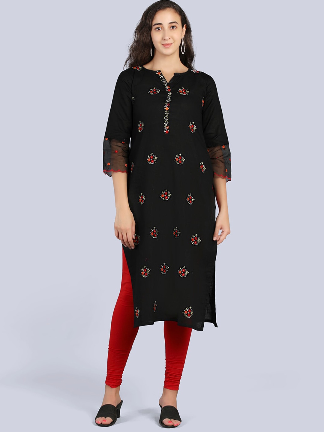 

Pakiza Women Black Ethnic Motifs Printed Flared Sleeves Kurta