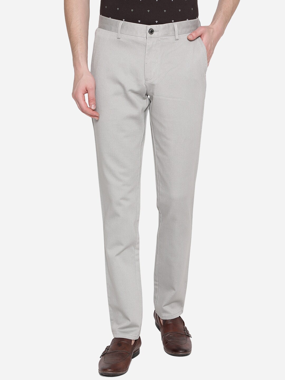 

JADE BLUE Men Grey Slim Fit Chinos Trousers