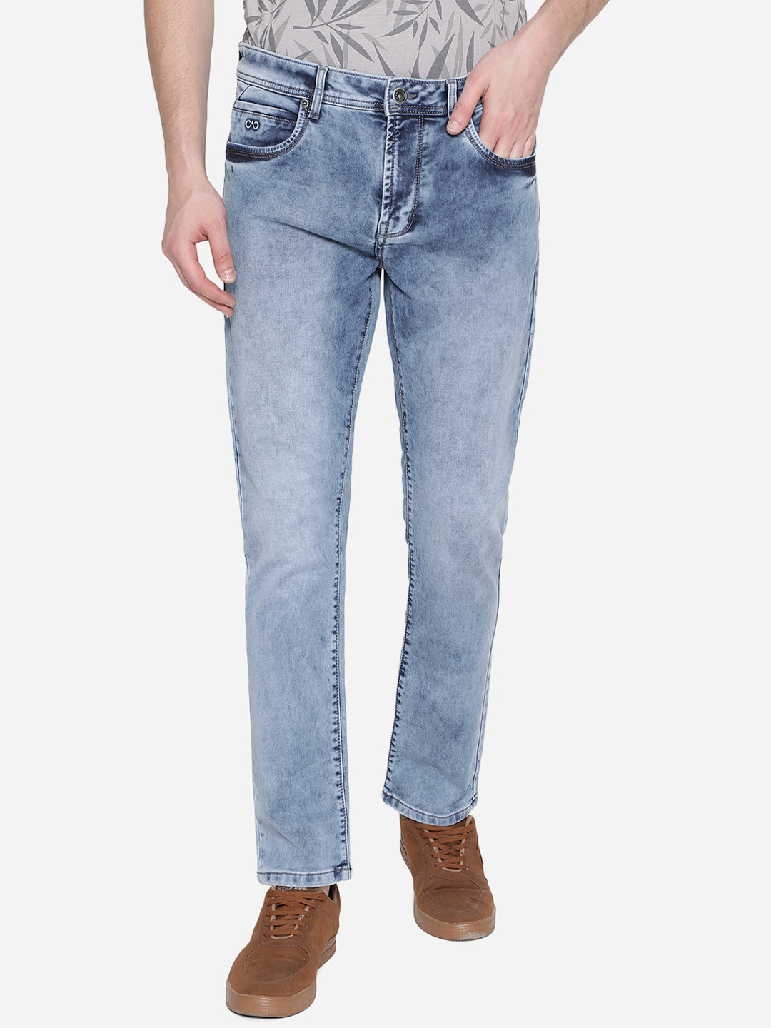 

JADE BLUE Men Blue Straight Fit Heavy Fade Stretchable Jeans