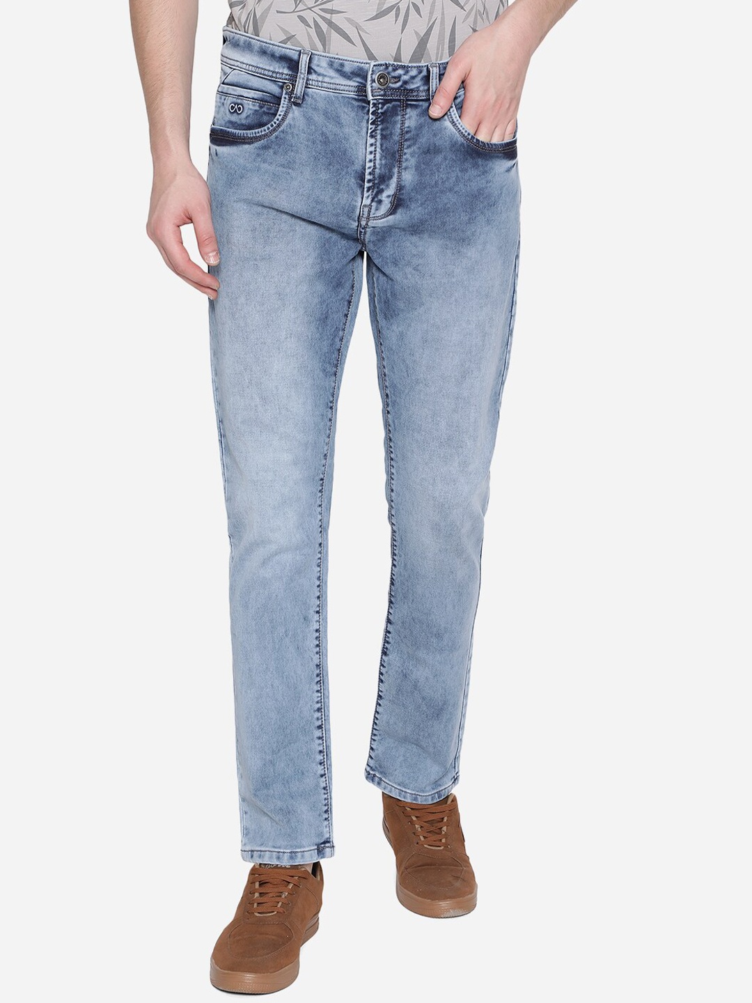 

JADE BLUE Men Blue Straight Fit Heavy Fade Stretchable Jeans