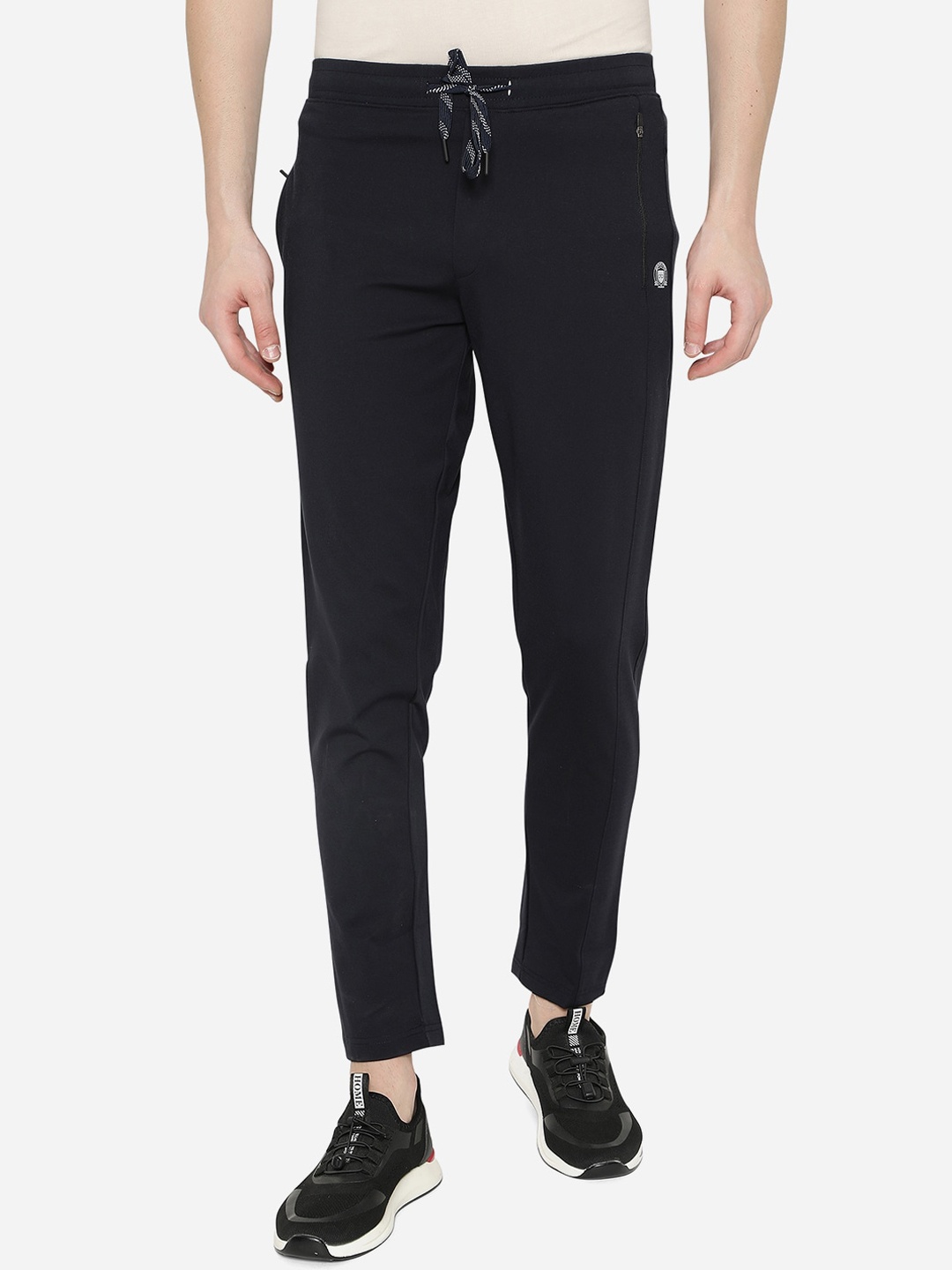 

JADE BLUE Men Navy Blue Solid Cotton Track Pants