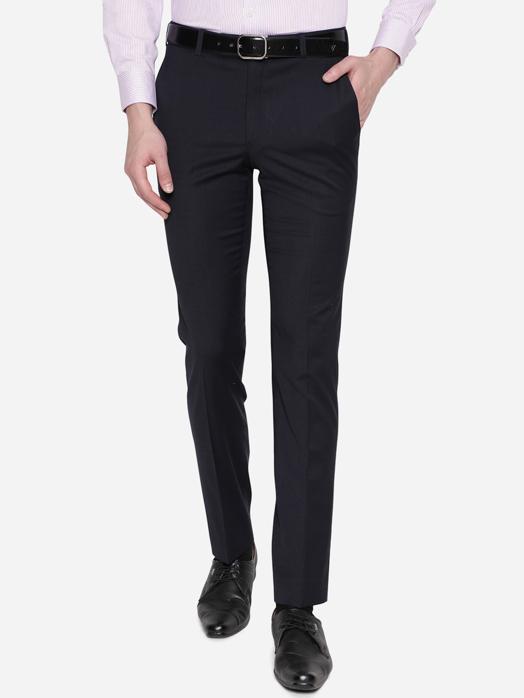 

JADE BLUE Men Navy Blue Slim Fit Trousers
