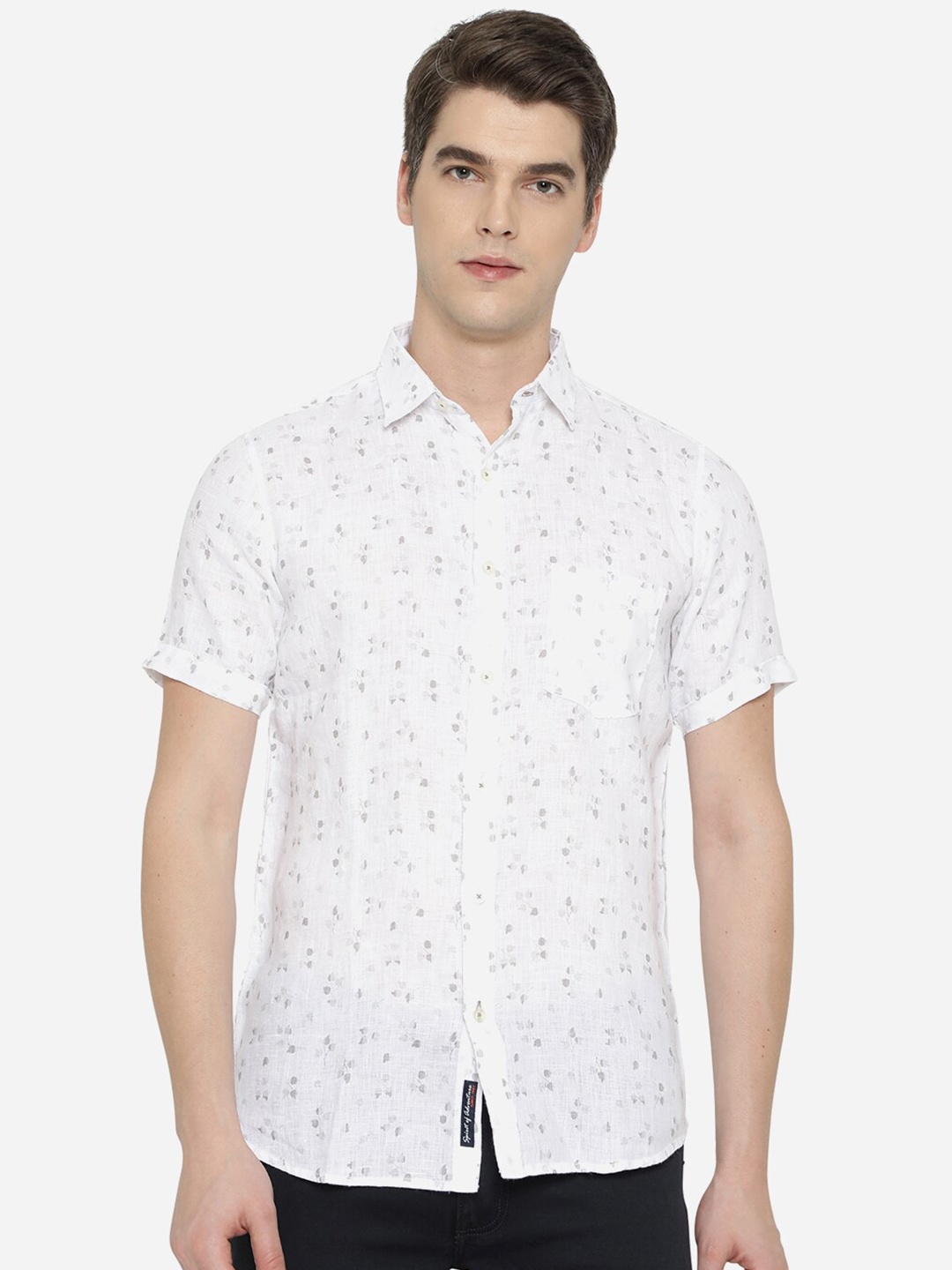 

JADE BLUE Men White Slim Fit Printed Casual Shirt