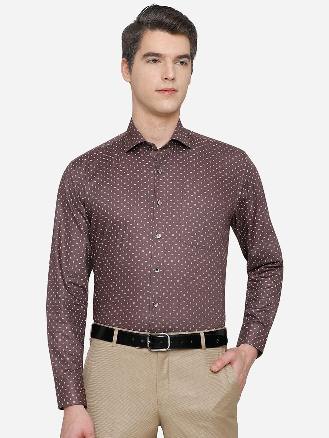 

JADE BLUE Men Brown Printed Formal Shirt