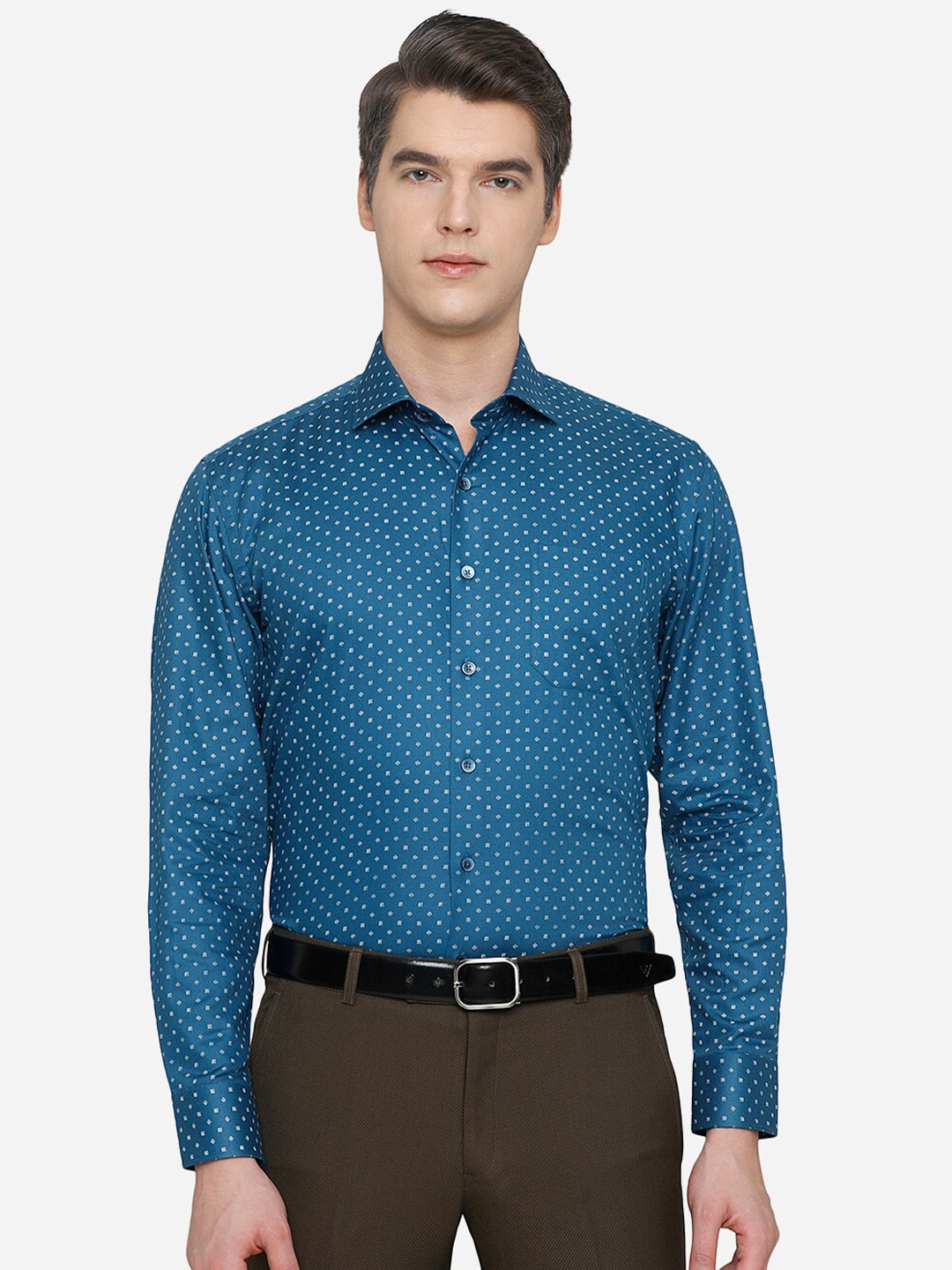 

JADE BLUE Men Blue Printed Formal Shirt