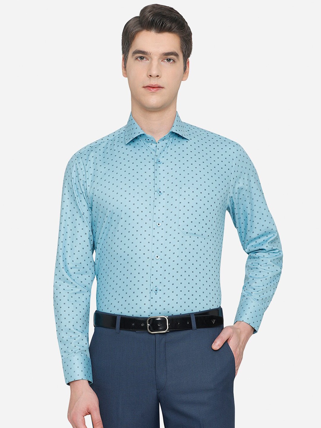 

JADE BLUE Men Blue Printed Formal Shirt