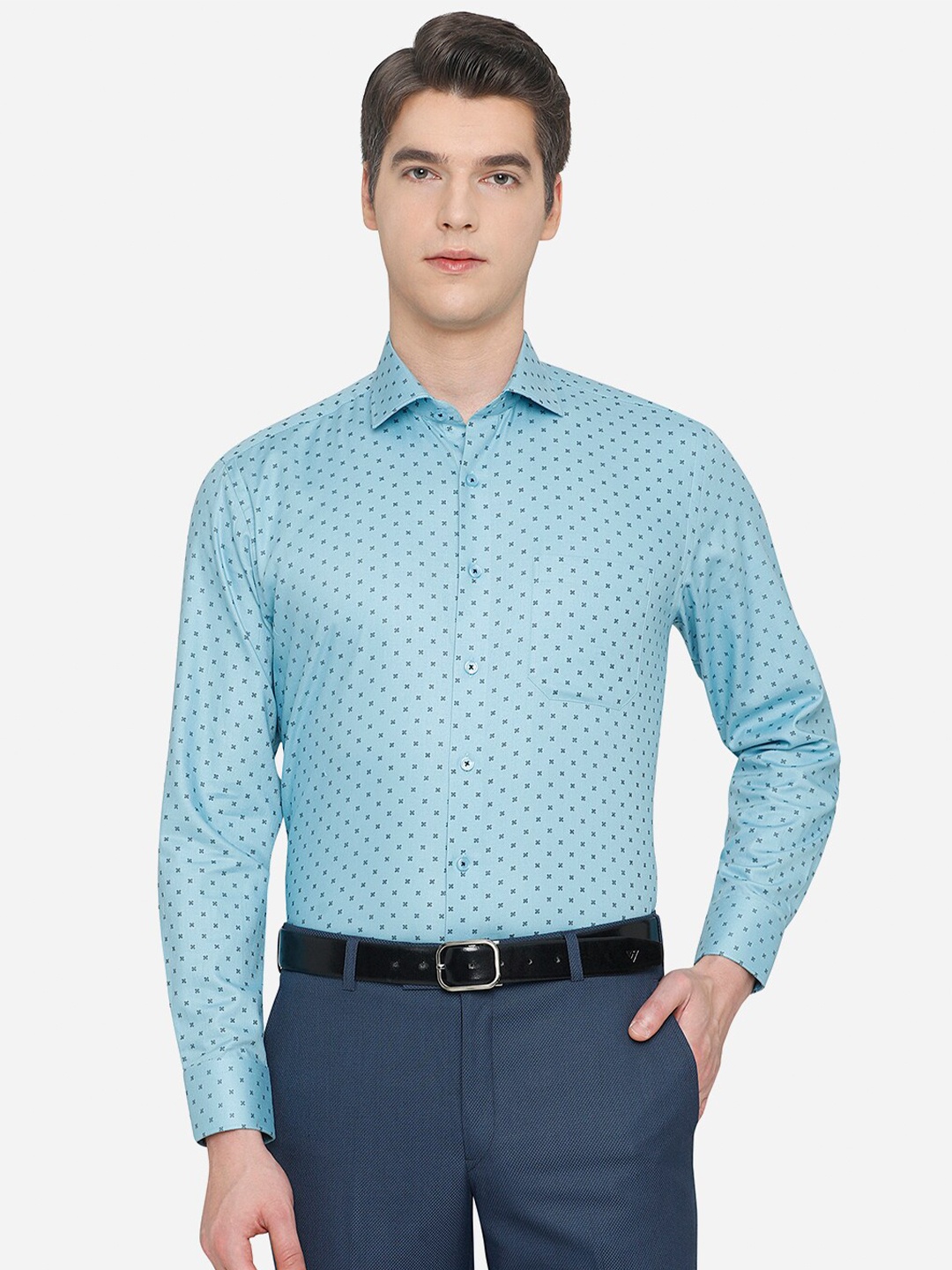 

JADE BLUE Men Blue Printed Formal Shirt