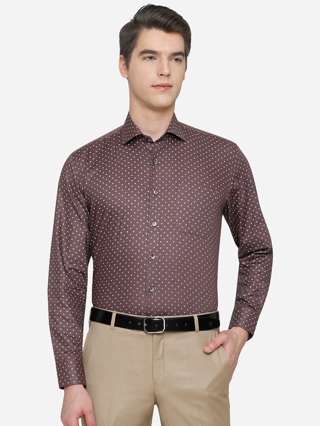 

JADE BLUE Men Brown Printed Formal Shirt