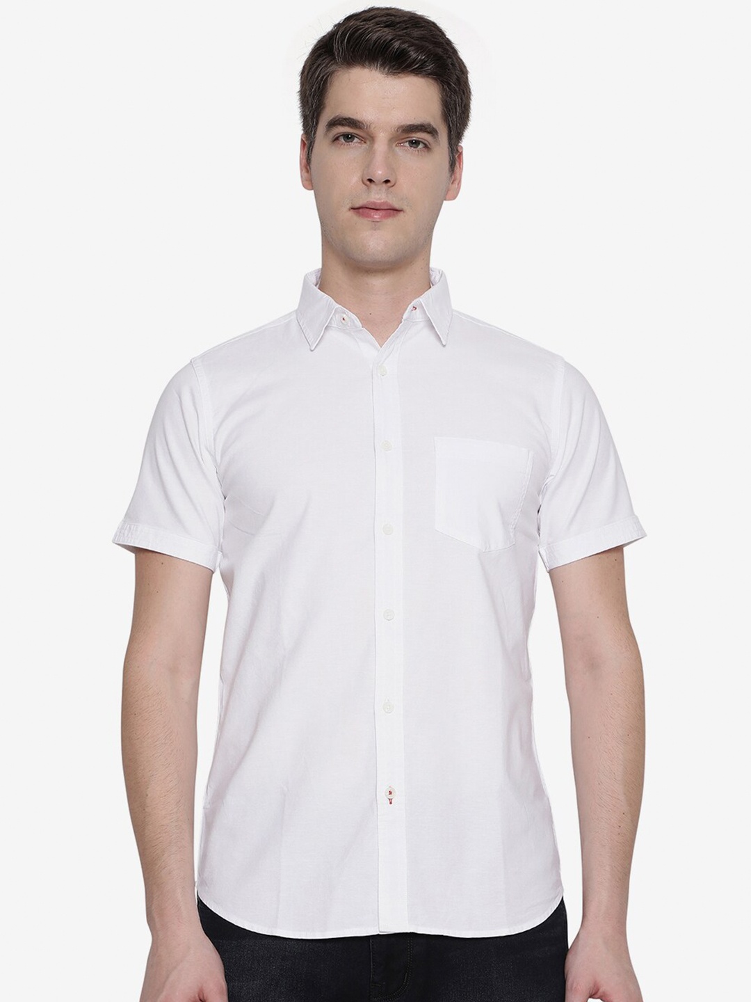 

JADE BLUE Men White Slim Fit Casual Shirt