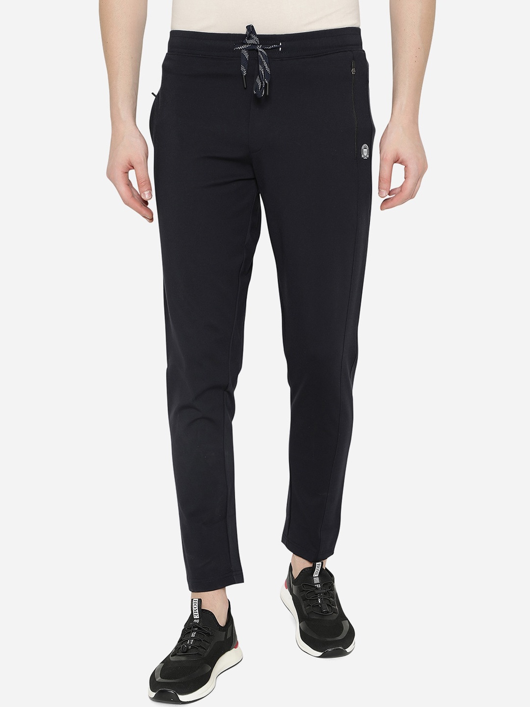 

JADE BLUE Men Navy Blue Solid Cotton Track Pants