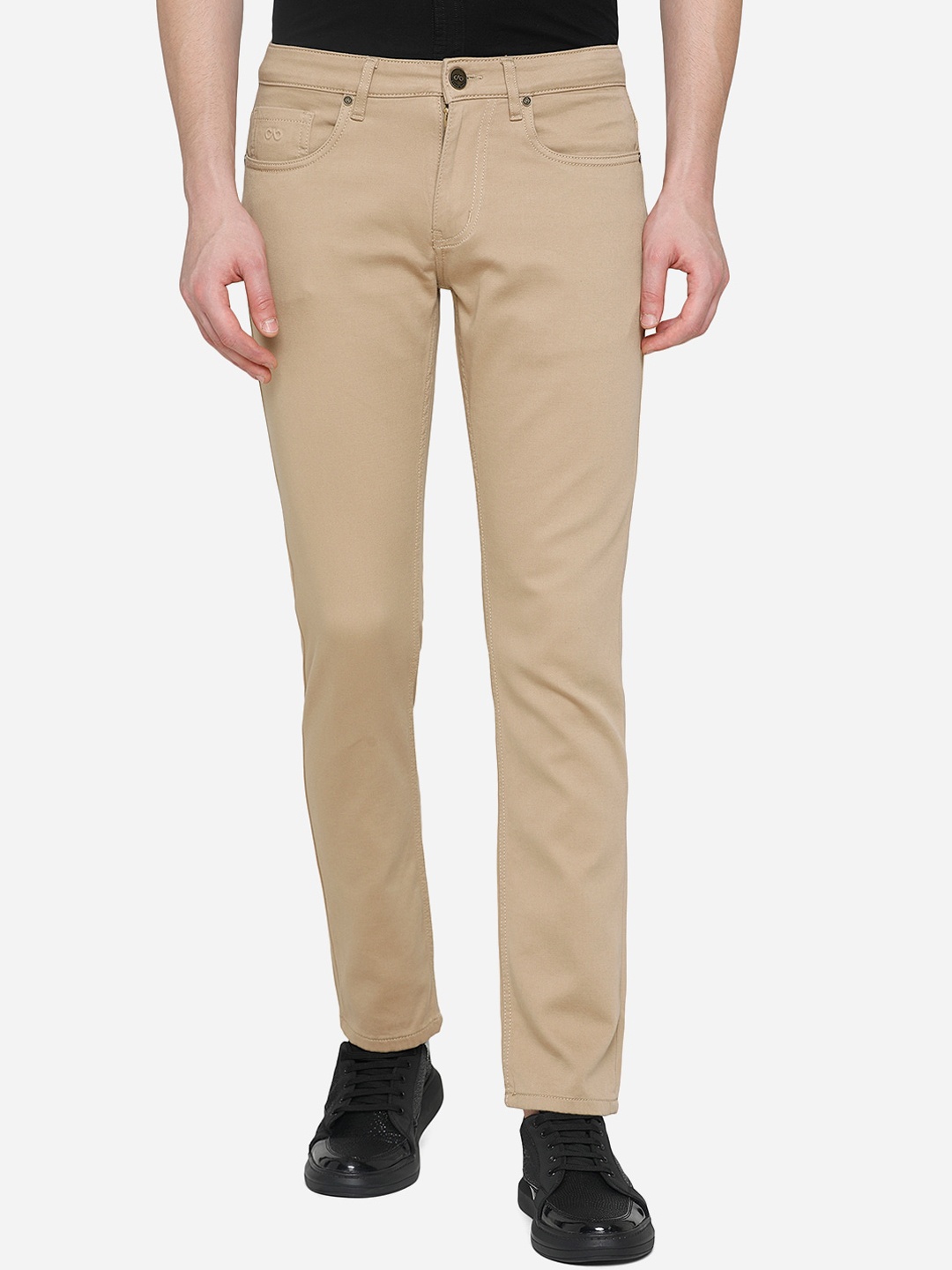 

JADE BLUE Men Beige Slim Fit Stretchable Jeans