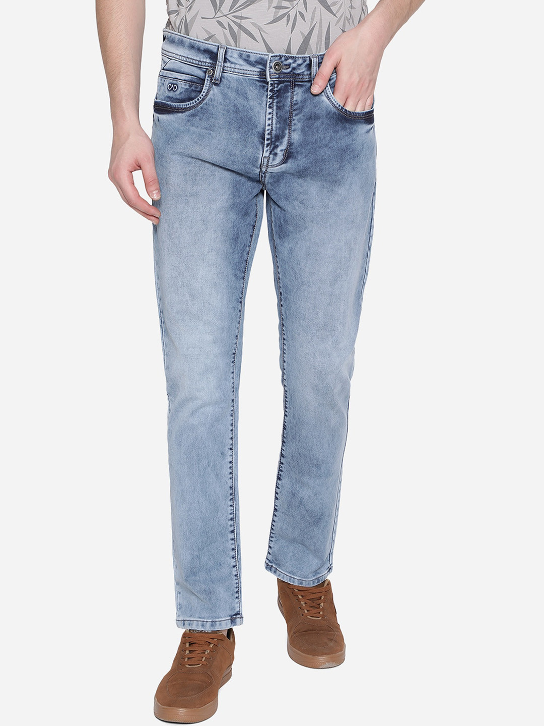 

JADE BLUE Men Blue Straight Fit Heavy Fade Stretchable Jeans
