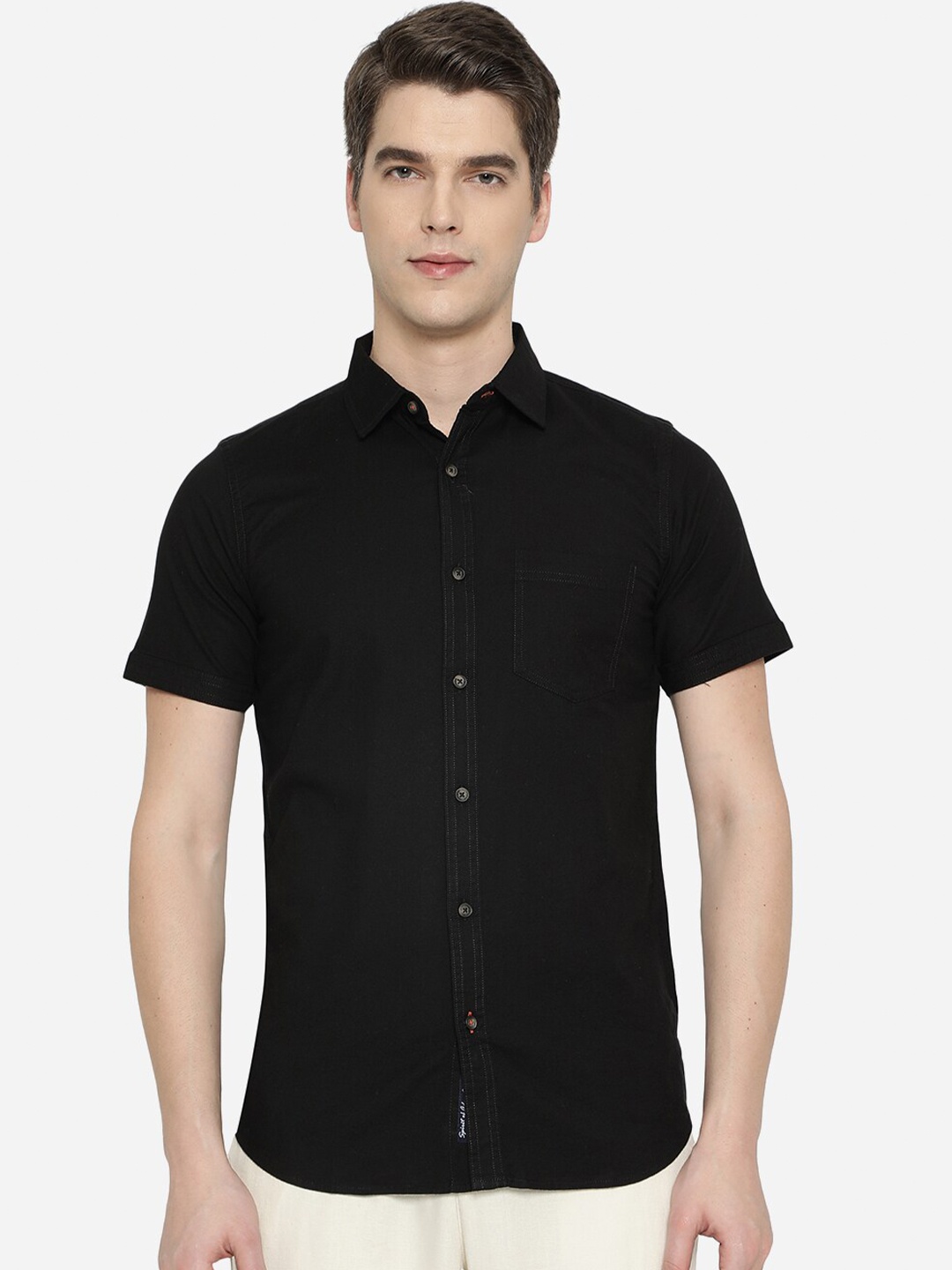 

JADE BLUE Men Black Slim Fit Casual Shirt
