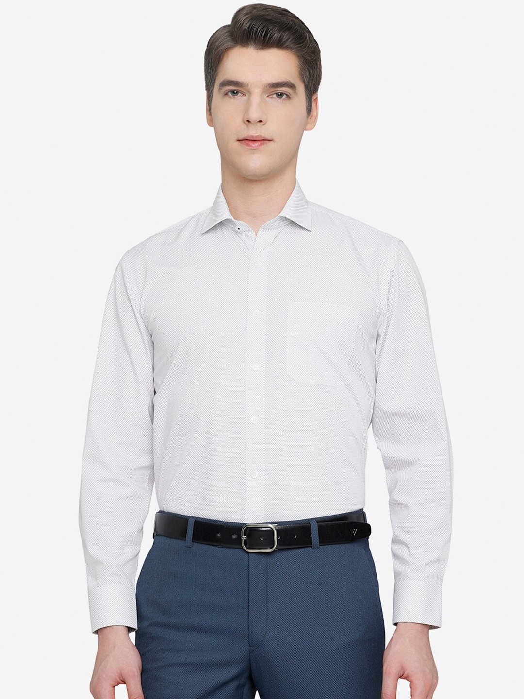 

JADE BLUE Men White Printed Formal Shirt