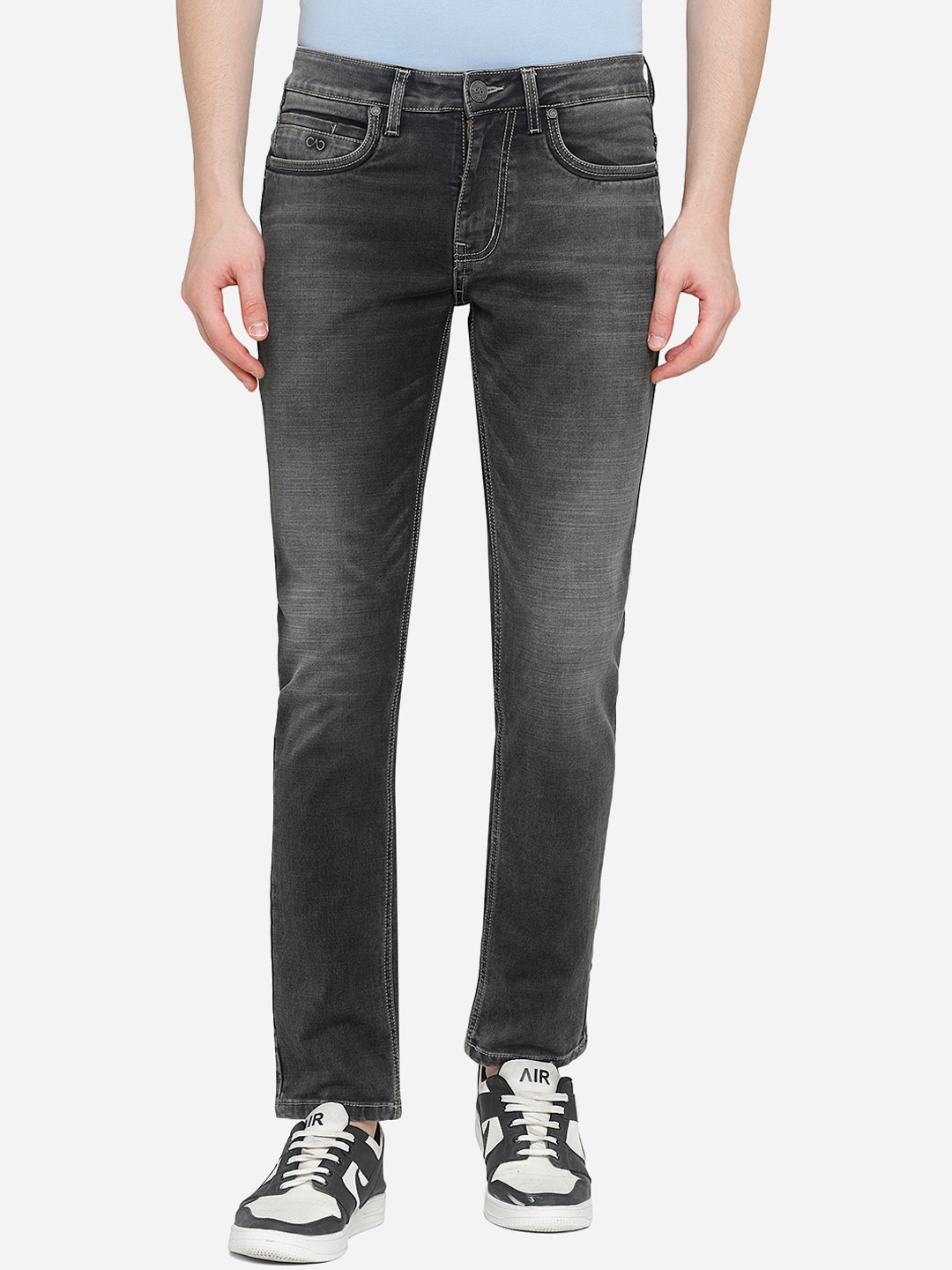 

JADE BLUE Men Grey Slim Fit Light Fade Stretchable Jeans