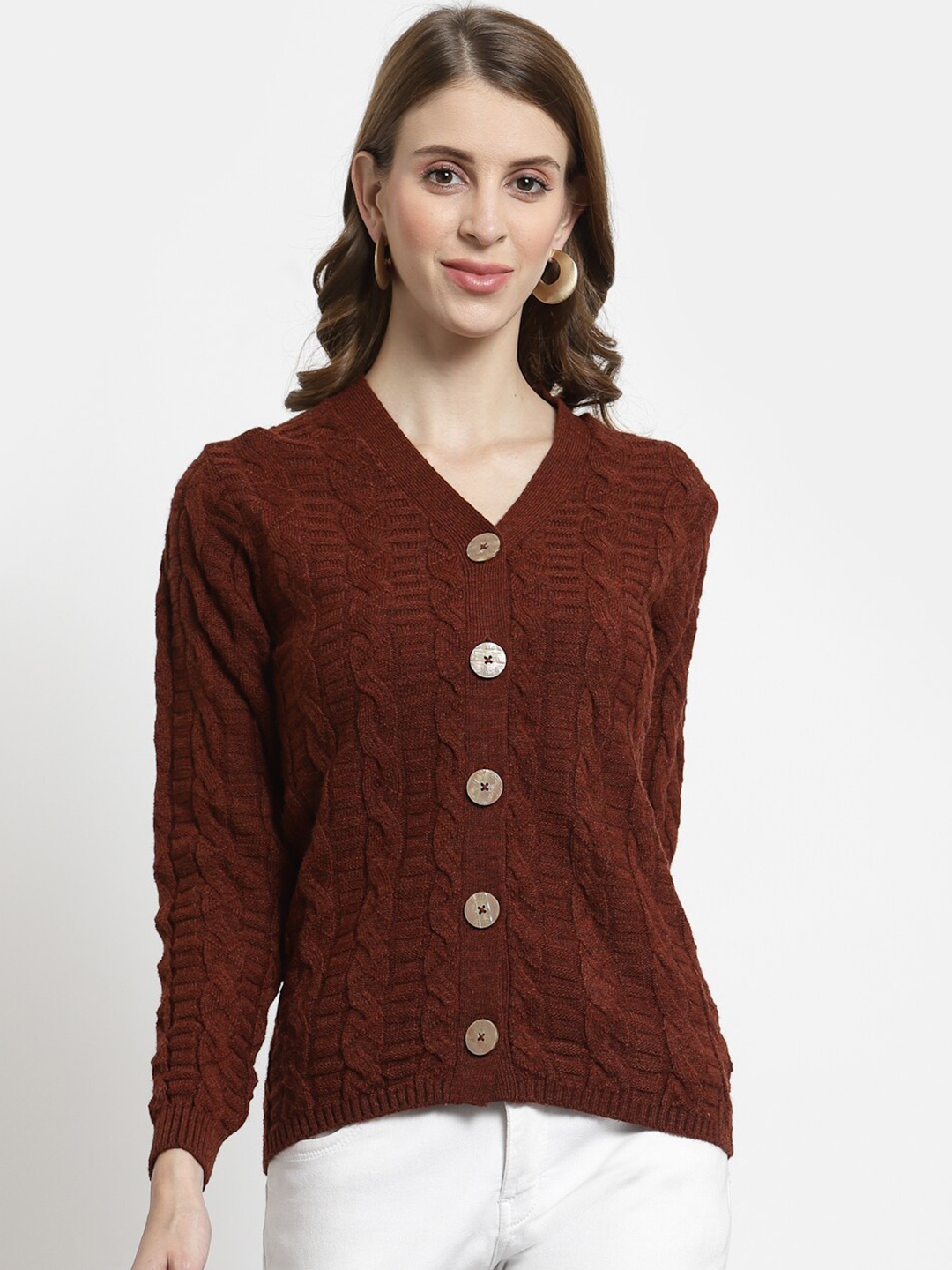

Kalt Women Rust Cable Knit Sweater Vest