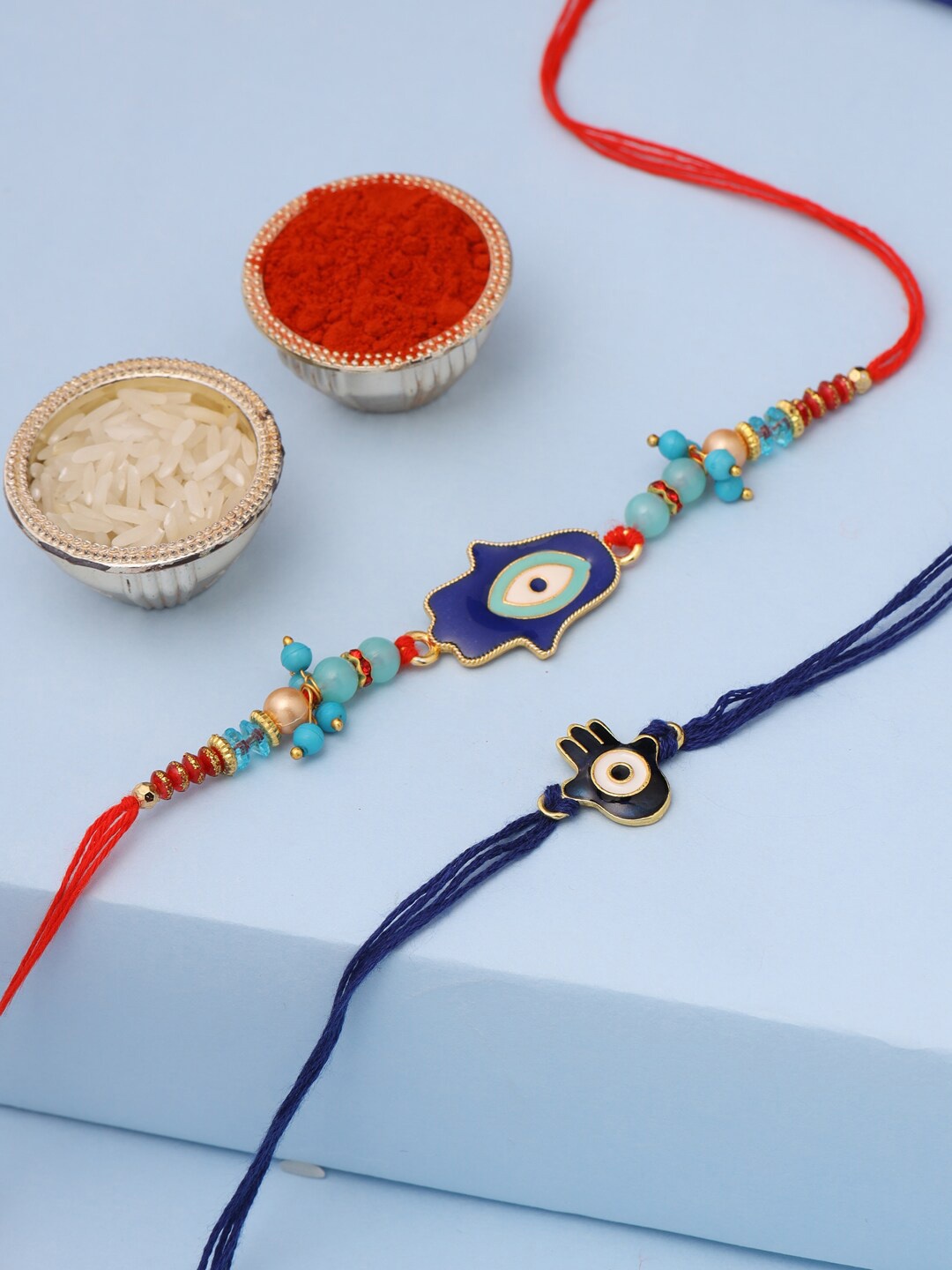 

VIRAASI Men Blue Evil-Eye Designed Rakhi