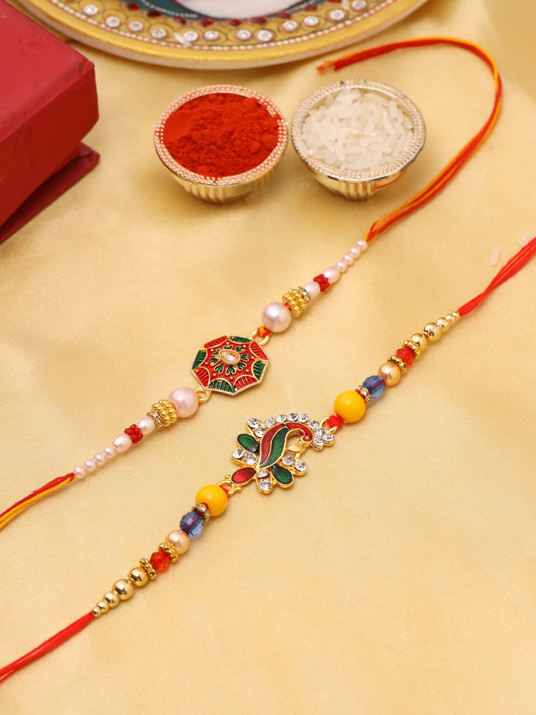 

VIRAASI Men Set Of 2 Multi-Colored Tie-Up Rakhi